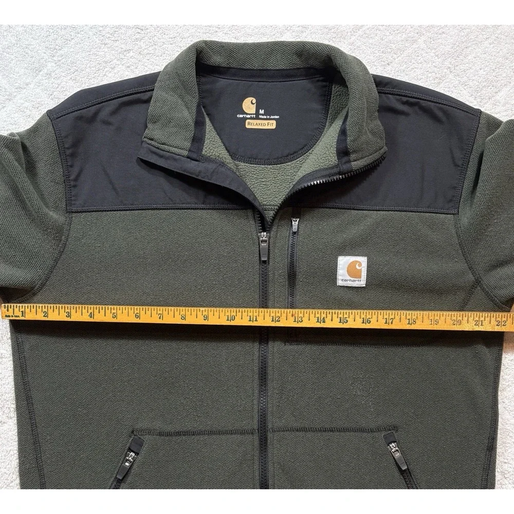 Carhartt Mens Fallon Full-Zip Sweater Fleece Jacket Medium Moss Green &BLK -2203